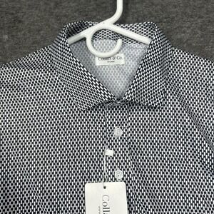 Collars and Co Polo Mens 2XL Black White Geometric Dress Collar Short sleeve NWT